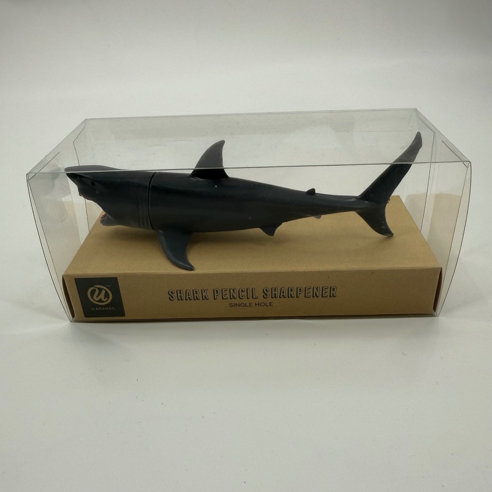 U Brands Shark Pencil Sharpener Single Hole Novelty Office School Supply Gray